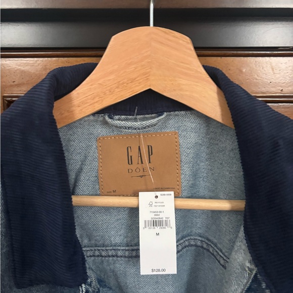 Gap x Doén Medium Blue Denim Jacket with Blue Collar - Picture 2 of 4